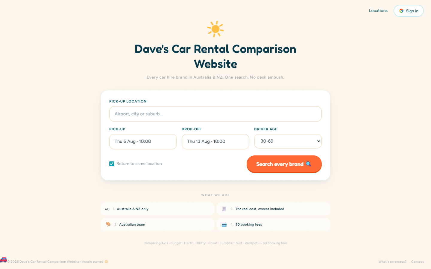 Homepage search form